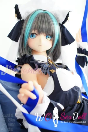 159cm 5ft2 TPE Anime Blue Twin Tails Busty Maid Sex Doll #Y012 Head