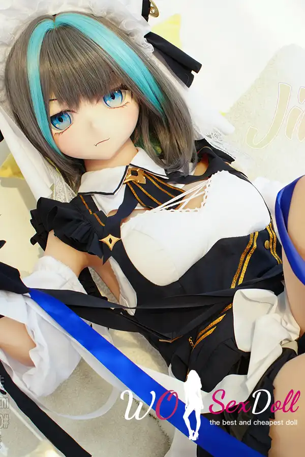 159cm 5ft2 TPE Anime Blue Twin Tails Busty Maid Sex Doll #Y012 Head