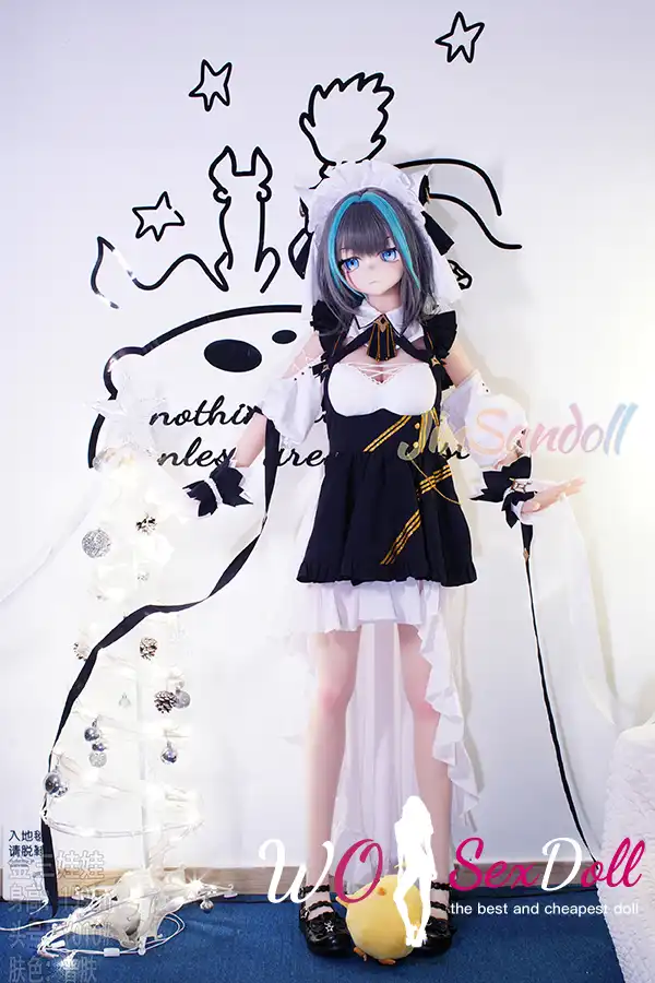 159cm 5ft2 TPE Anime Blue Twin Tails Busty Maid Sex Doll #Y012 Head