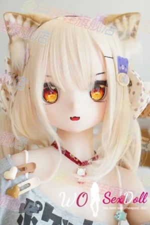 159cm 5ft2 TPE Anime Cat girl Light Blonde Hair Slim Sex Doll #Y007 Head