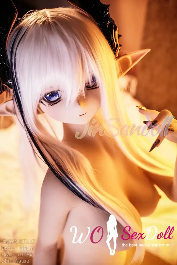159cm 5ft2 TPE Anime Dark Elf Petite Chest Silver Hair Sex Doll #Y009 Head