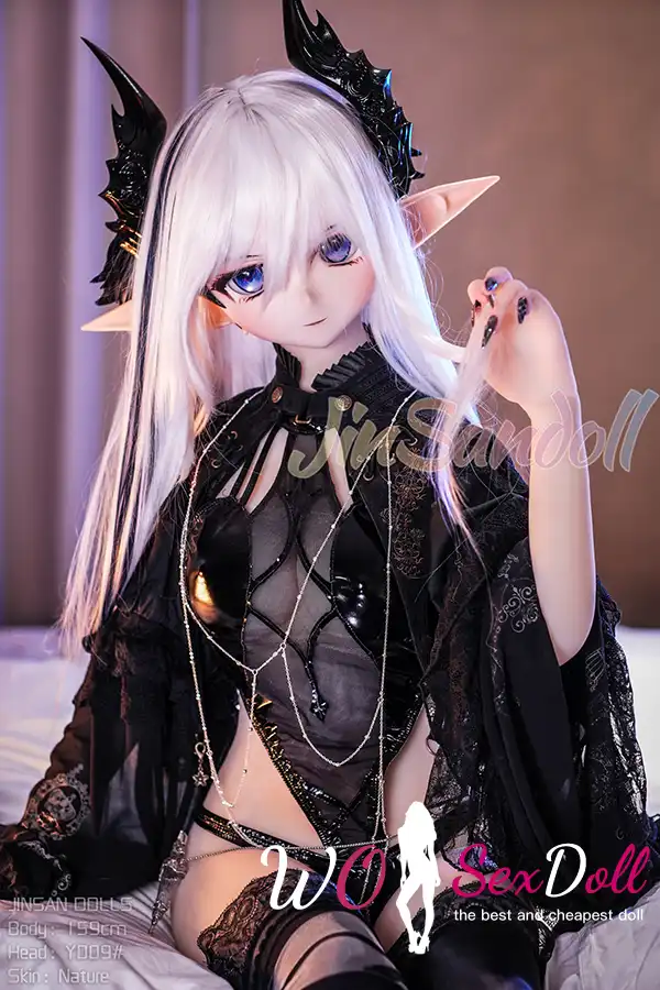 159cm 5ft2 TPE Anime Dark Elf Petite Chest Silver Hair Sex Doll #Y009 Head