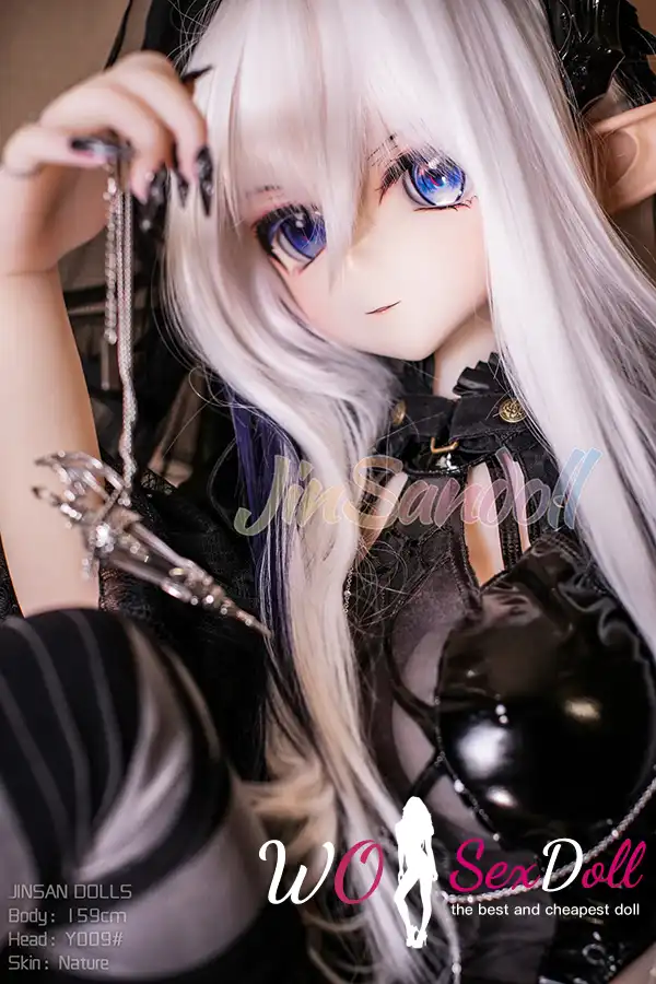 159cm 5ft2 TPE Anime Dark Elf Petite Chest Silver Hair Sex Doll #Y009 Head