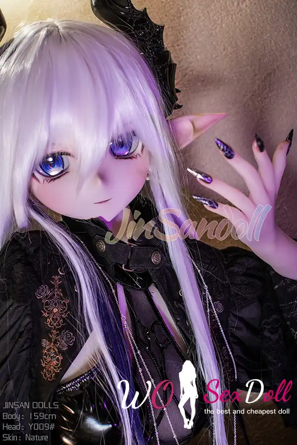 159cm 5ft2 TPE Anime Dark Elf Petite Chest Silver Hair Sex Doll #Y009 Head