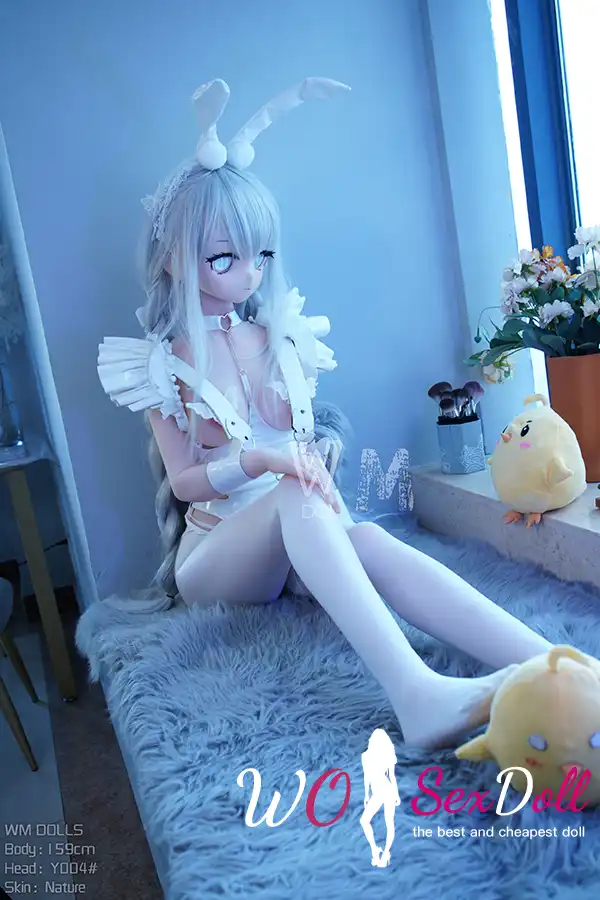 159cm 5ft2 TPE Anime Rabbit Ears White Hair Elf Bunny Sex Doll #Y004 Head