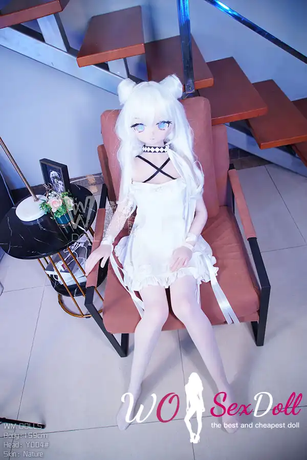 159cm 5ft2 TPE Anime Rabbit Ears White Hair Elf Bunny Sex Doll #Y004 Head