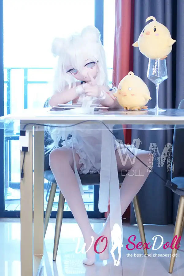 159cm 5ft2 TPE Anime Rabbit Ears White Hair Elf Bunny Sex Doll #Y004 Head