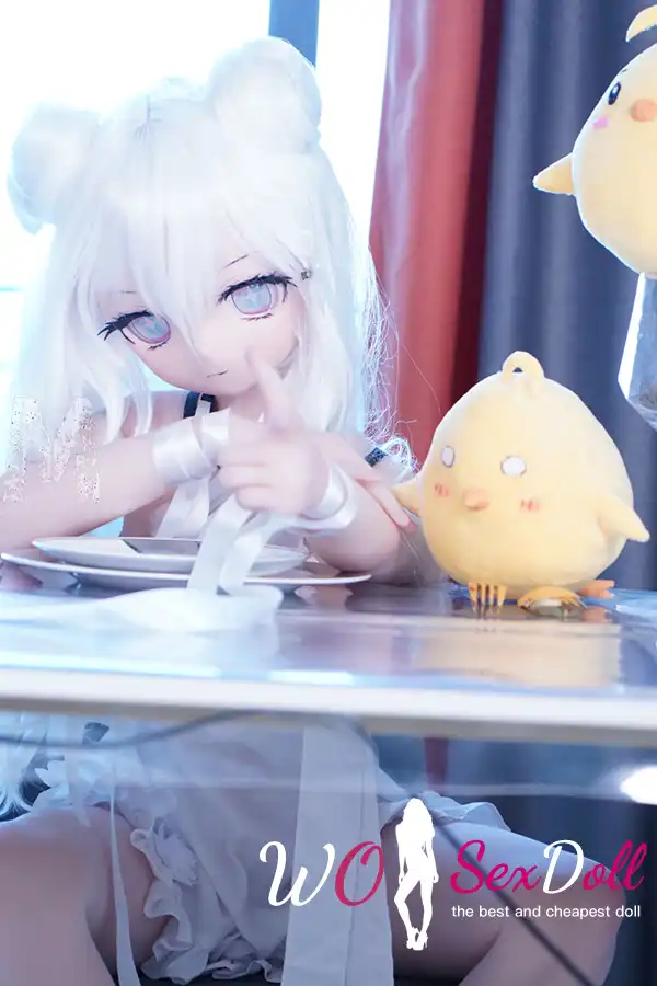 159cm 5ft2 TPE Anime Rabbit Ears White Hair Elf Bunny Sex Doll #Y004 Head