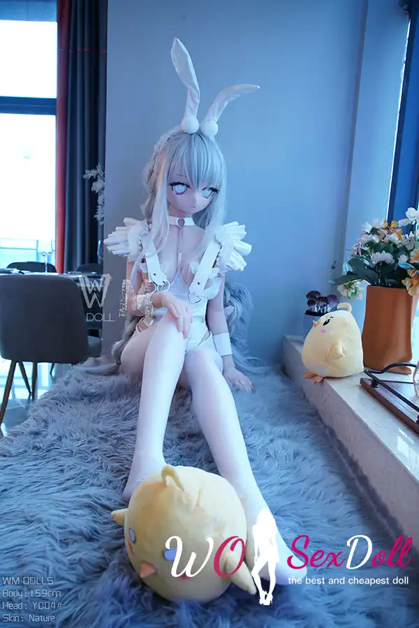 159cm 5ft2 TPE Anime Rabbit Ears White Hair Elf Bunny Sex Doll #Y004 Head