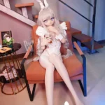 159cm 5ft2 TPE Anime Rabbit Ears White Hair Elf Bunny Sex Doll #Y004 Head