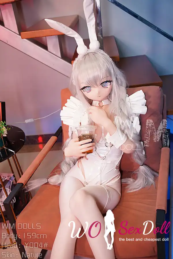 159cm 5ft2 TPE Anime Rabbit Ears White Hair Elf Bunny Sex Doll #Y004 Head