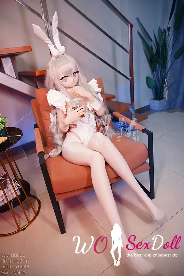 159cm 5ft2 TPE Anime Rabbit Ears White Hair Elf Bunny Sex Doll #Y004 Head