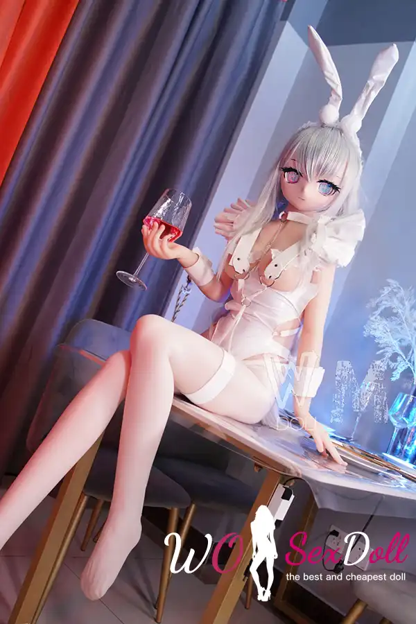 159cm 5ft2 TPE Anime Rabbit Ears White Hair Elf Bunny Sex Doll #Y004 Head