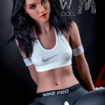 160cm 5ft2 TPE Athletic Girl A Cup Chest Toned Body Black Sex Doll #398 Head