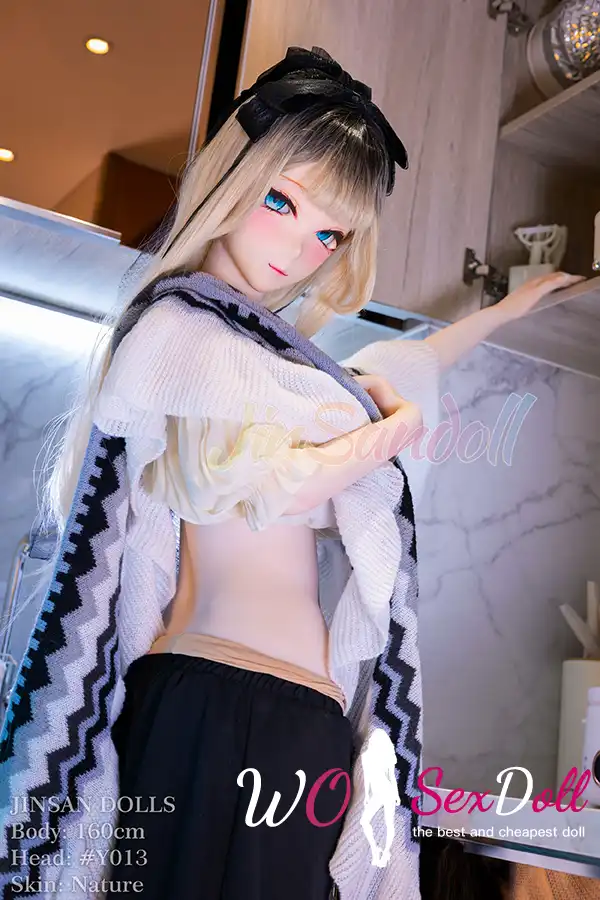 160cm 5ft3 TPE Anime Plump Boobs Thick Hips Golden Sex Doll #Y013 Head