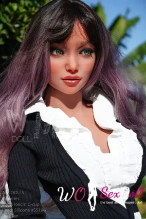 166cm 5ft5 Silicone Ample Bust Juicy Butt Purple Hair Sex Doll #SS196 Head