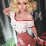 141cm 4ft6 TPE Sport Girl Ample Chest Curly Blonde Hair Sex Doll #369 Head