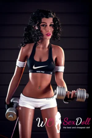 157cm 5ft2 TPE Gym Girl B Cup Fit Body Black Hair Sex Doll #162 Head