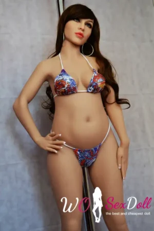 158cm 5ft2 TPE Pregnant B Cup Brown Hair Sex Doll #117 A Head 1