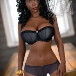 159cm 5ft2 TPE G Cup Ebony Skin Raven Hair Sex Doll #421 Head