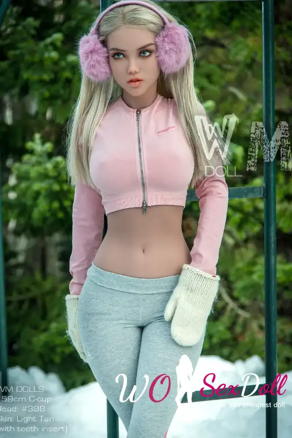 159cm 5ft3 TPE C Cup Blonde Winter Sport Girl Sex Doll #398 Head