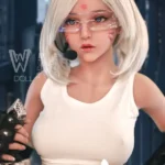 160cm 5ft2 TPE Cyberpunk B Cup Slender Silver Hair Sex Doll #432 Head