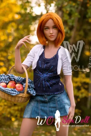 160cm 5ft3 TPE A Cup Slim Waist Auburn Hair Sex Doll #368 Head