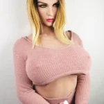 163cm 5ft3 TPE H Cup Bust Plump Ass Golden Hair Sex Doll #159 Head