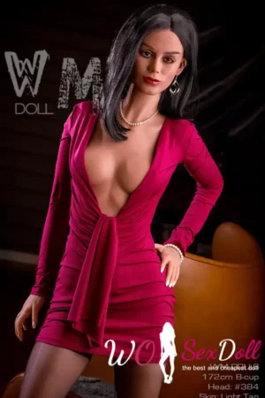 172cm 5ft6 TPE B Cup Raven Hair Skinned Sex Doll #384 Head