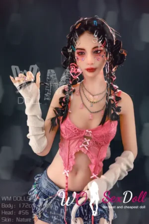 172cm 5ft6 TPE Small Bust Tiny Body Black Braids Sex Doll #56 Head